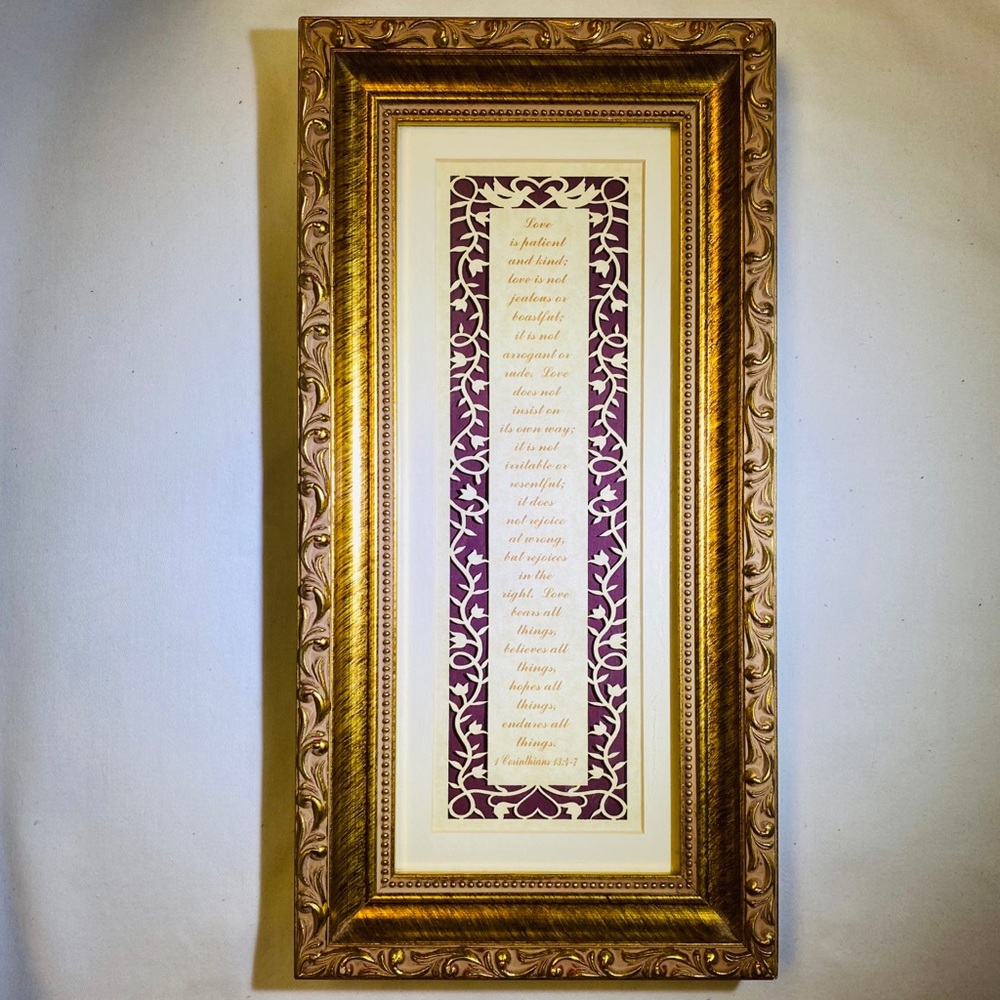 Gold Toned Framed 1st Corinthians 13:4-7